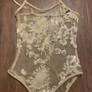 Mesh lace and sparkles! Body suit size m